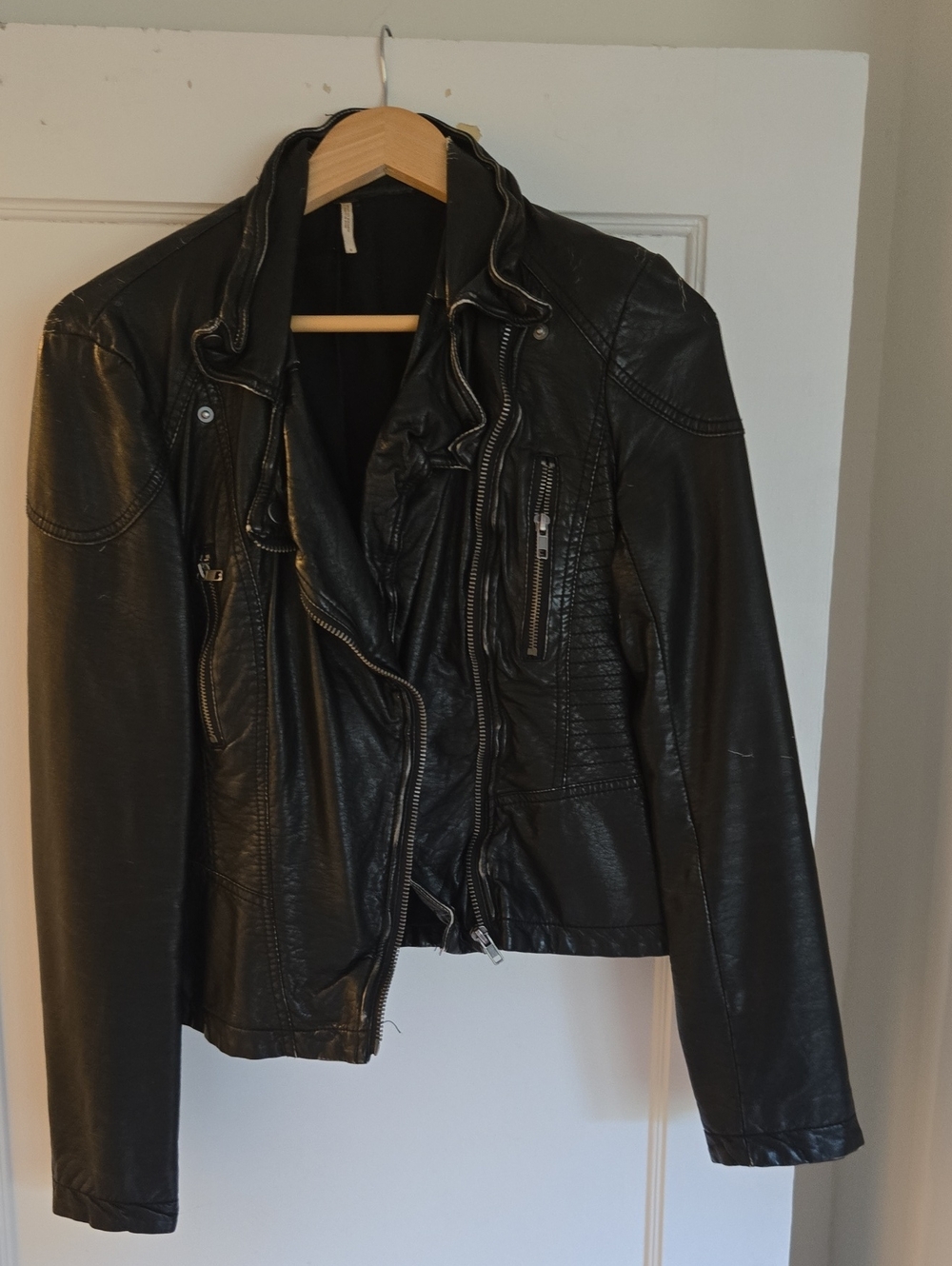 FP Black Faux Leather Moto Jacket - Women